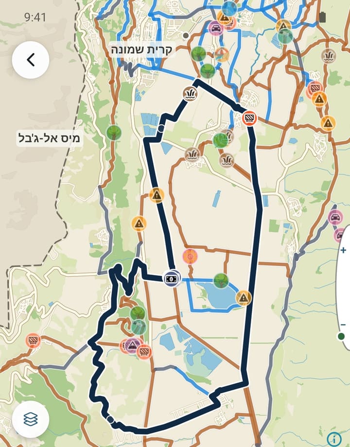 מסלול מתוכנן על המפה